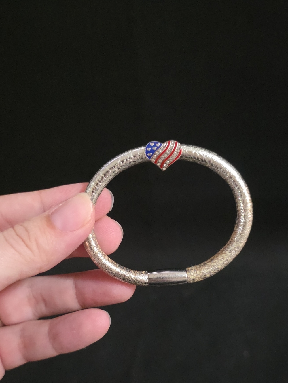 Brighton Silver Woodstock with Red & Blue Enamel Heart Head